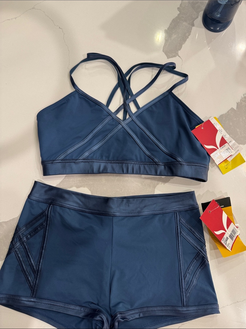 Capezio Navy Strappy Sports Bra & Shorts Set